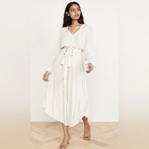 NWT Ramy Brook Morgan Corset Waist Midi Dress Size XS in Bone